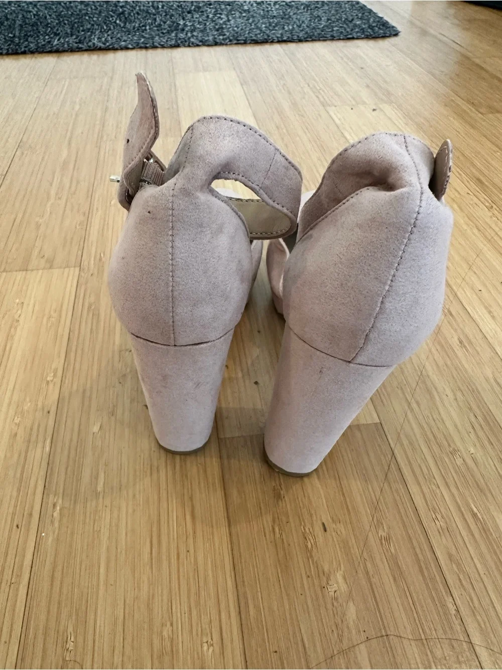 Sun + Stone Blush Ankle-Strap Block Heels